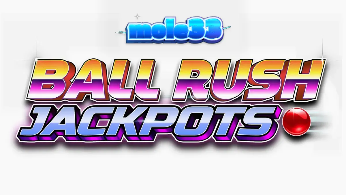Tampilan antarmuka permainan Ball Rush Jackpots dengan elemen visual bola dan pasak.